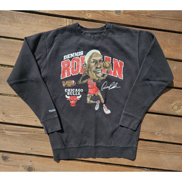 Mitchell & Ness Dennis Rodman Chicago Bulls Crewneck Sweatshirt Mens Size Medium - Picture 1 of 6